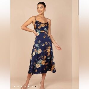 Petal & Pup Alejandra Cowl Neck Midi Dress Navy Size 4